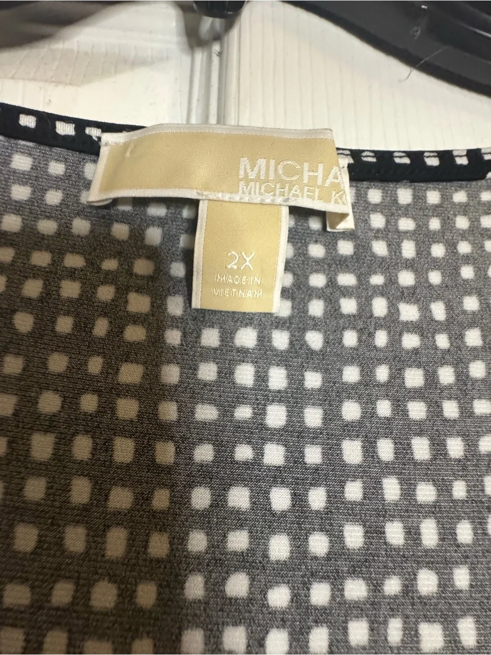 Michael Kors Black & White Polka Dot Faux-Wrap Midi Dress